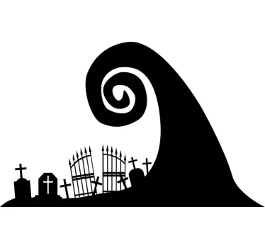 Autocollant décor Halloween cimetière avec spirale - TenStickers