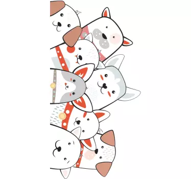 Sticker de Porte chiens qui jètent un coup d'oeil dehors - TenStickers