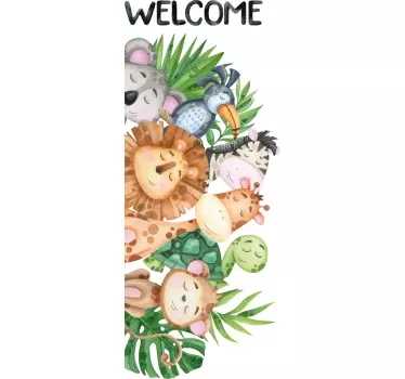 Sticker porte animaux de la jungle curieux - TenStickers