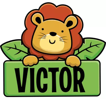 Sticker porte prénom personnalisé lion - TenStickers
