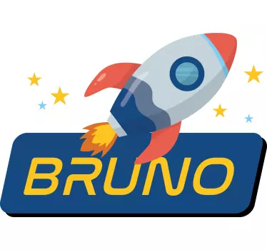 Sticker porte personnalisable avec prénom fusée - TenStickers