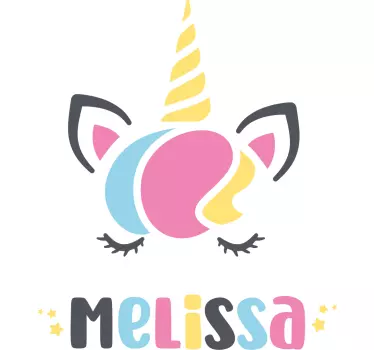 Sticker porte personnalisable avec prénom licorne - TenStickers
