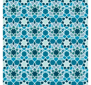 Sticker fenêtre carrelage oriental bleu - TenStickers