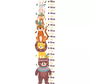 Toise Autocollante toise animaux style indien - TenStickers