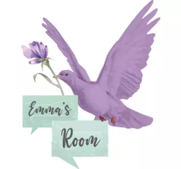 Autocollant pour porte oiseau couleur lavande avec prénom - TenStickers