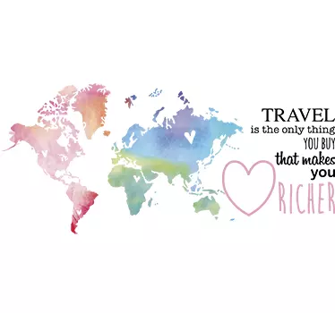 Sticker carte du monde texte anglais sur le voyage - TenStickers