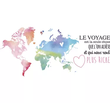 Autocollant mural salon carte du monde le voyage - TenStickers