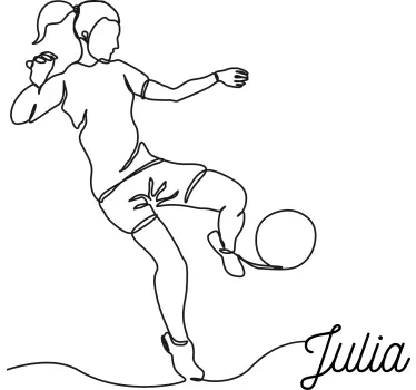 Autocollant mural footballeuse style minimaliste - TenStickers