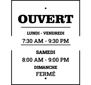 Autocollant vitrine horaires d'ouverture - TenStickers
