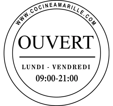 Autocollant vitrine horaires d'ouvertures cercle - TenStickers