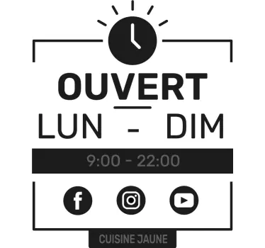 Autocollant pour vitrine horaires et réseaux sociaux - TenStickers