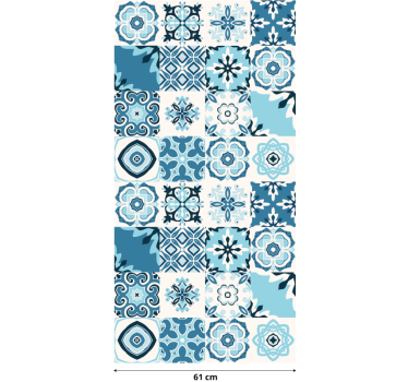 Papier autocollant meuble imitation carreaux de faïence bleus - TenStickers