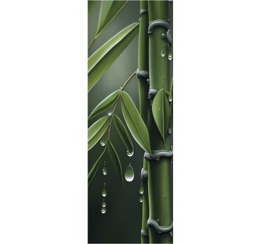 Sticker frigo motif bambous avec des gouttes - TenStickers