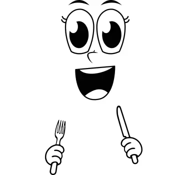 Sticker frigo visage avec couverts - TenStickers
