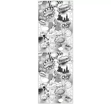 Sticker frigo BD en noir et blanc - TenStickers
