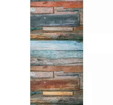 Sticker de porte effet bois vieilli - TenStickers