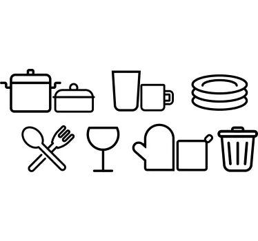Sticker cuisine icones ustensiles - TenStickers