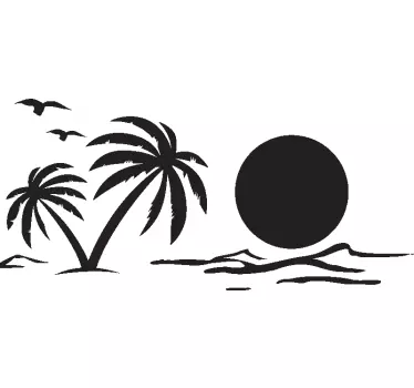 Autocollant camping- car coucher de soleil et palmiers - TenStickers