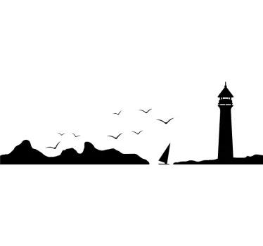 Sticker camping-car phare en mer - TenStickers