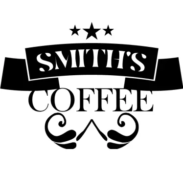 Autocollant machine à café avec nom de famille  - TenStickers