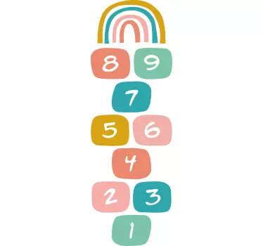 Autocollant sol jeu marelle avec arc-en-ciel - TenStickers