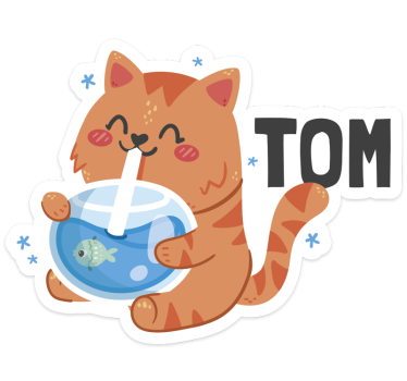 Autocollant chat gamelle d'eau avec nom - TenStickers