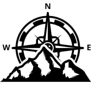 Sticker pour camping car boussole et montagnes - TenStickers