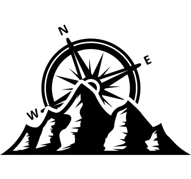 Sticker camping-car boussole et montagnes - TenStickers