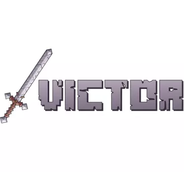 Sticker mural épée jeu vidéo avec prénom - TenStickers