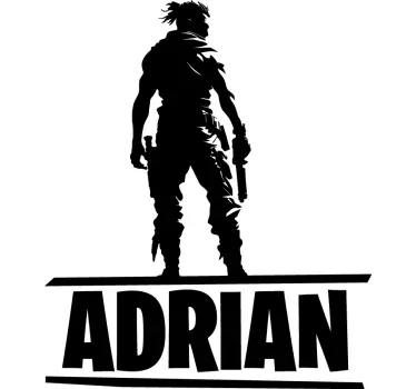 Sticker jeu vidéo personnage de bataille avec prénom - TenStickers