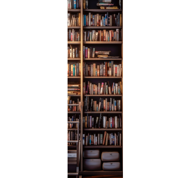 Sticker porte effet étagères de bibliothèque  - TenStickers