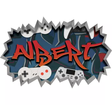 Autocollant ado prénom graffiti gamer - TenStickers