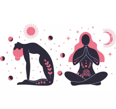 Autocollant figures de yoga bohème - TenStickers
