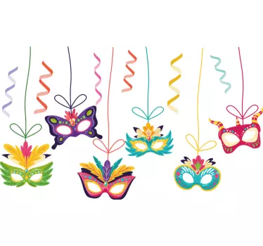 Sticker fenêtre masques suspendus  - TenStickers