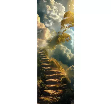 Sticker porte escalier ciel fantastique - TenStickers