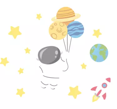 Sticker chambre enfant espace astronaute - TenStickers