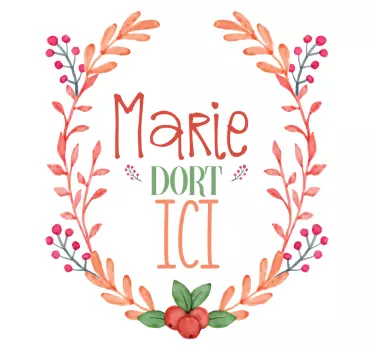 Sticker porte prénom personnalisé "dort ici" - TenStickers