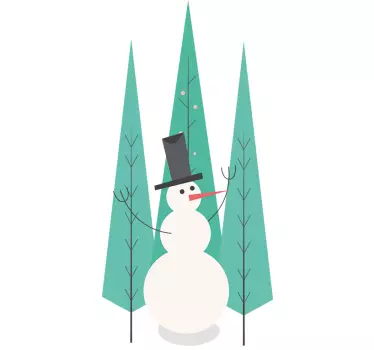 bonhomme de neige et sapins - TenStickers