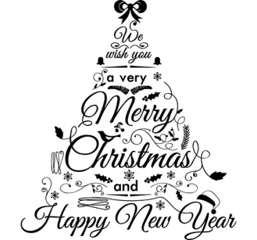 Sticker mural salon sapin joyeux Noël et bonne année - TenStickers