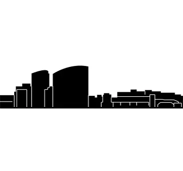 Sticker horizon silhouette de ville urbaine - TenStickers