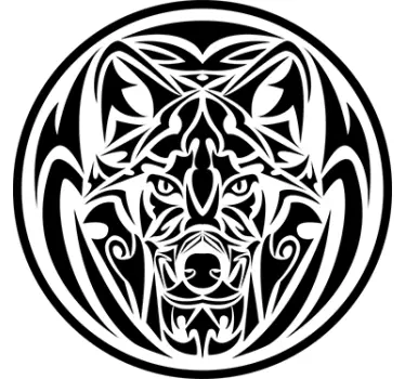 Autocollant loup tribal cercle - TenStickers