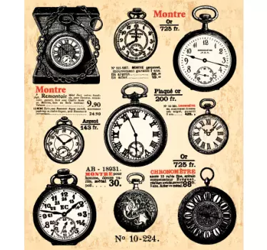 Autocollant mural affiches retro horloges - TenStickers