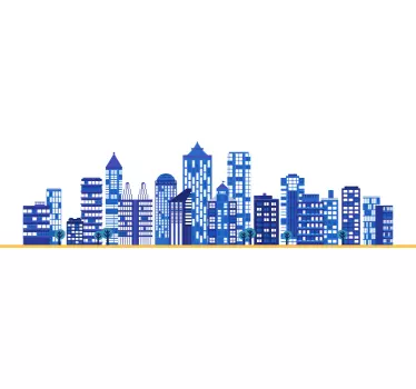 Autocollant mural ville buildings nuit - TenStickers