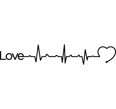 Sticker mural chambre électrocardiogramme "Love" - TenStickers