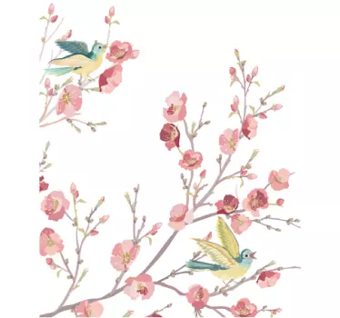 Sticker mural salon aquarelle petits oiseaux - TenStickers