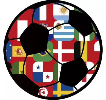 Sticker foot ballon mondial et drapeaux - TenStickers