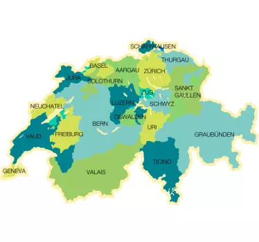 Sticker Carte de la Suisse - TenStickers