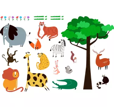 Sticker Maison Dessin Animaux Sauvages - TenStickers
