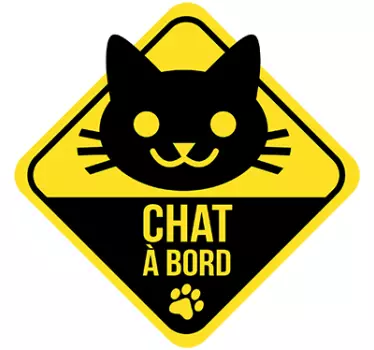Autocollant chat à bord jaune - TenStickers