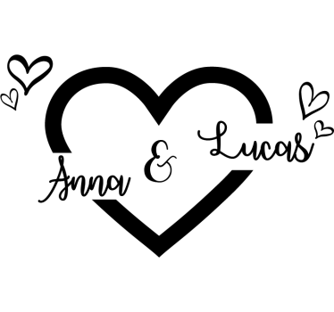 Sticker Original Coeur avec Prénoms - TenStickers